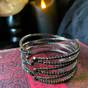 NEW women’s black rhinestone cross cross cuff bracelet